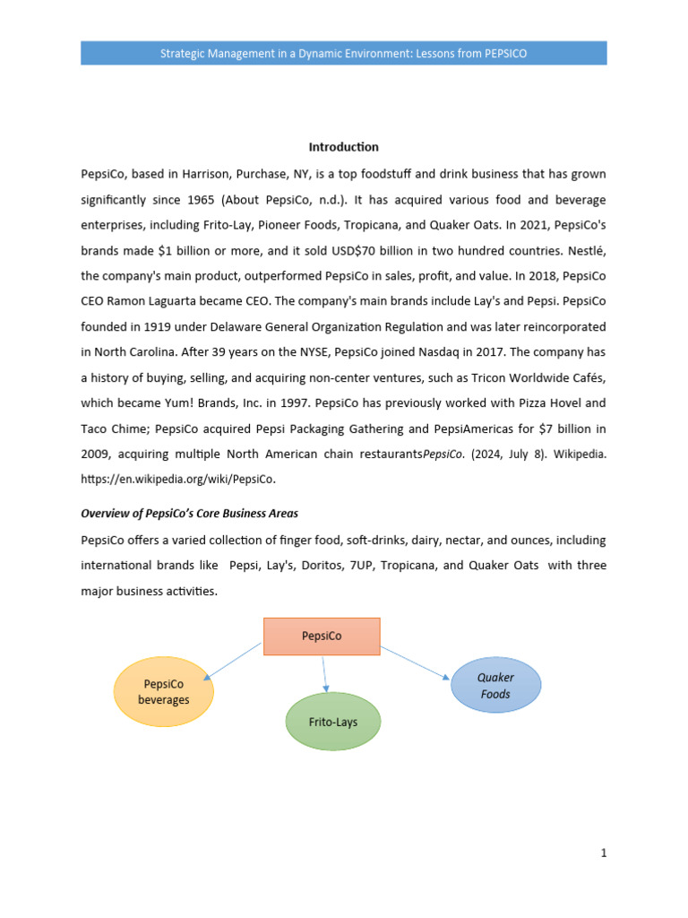 PepsiCo: Business Overview & Challenges | PDF | Pepsi Co | Strategic ...