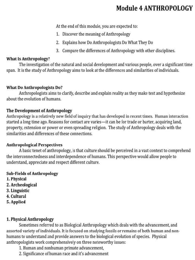 Overview of Anthropology and Its Fields | PDF | Anthropology | Ethnography