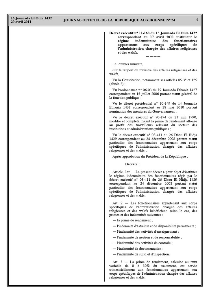 Régime indemnitaire des fonctionnaires religieux | PDF | France ...