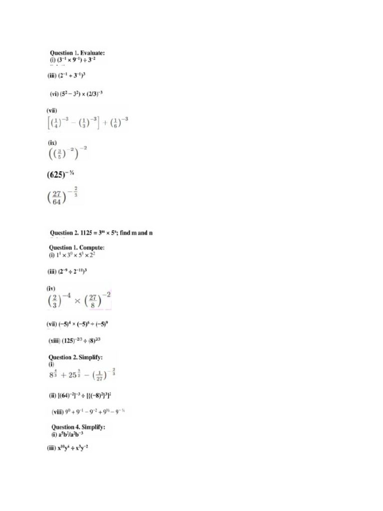 Exponents Test Pdf