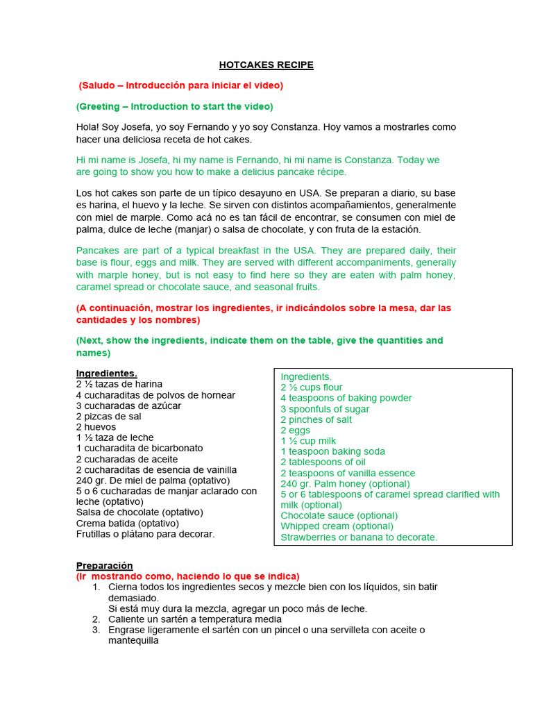 Receta en Ingles | PDF | Tortita | Cocina