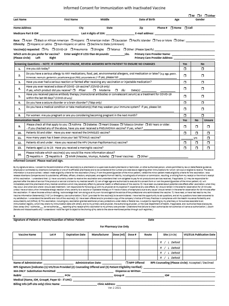 Informed Consent Universal | PDF | Vaccines | Pediatrics
