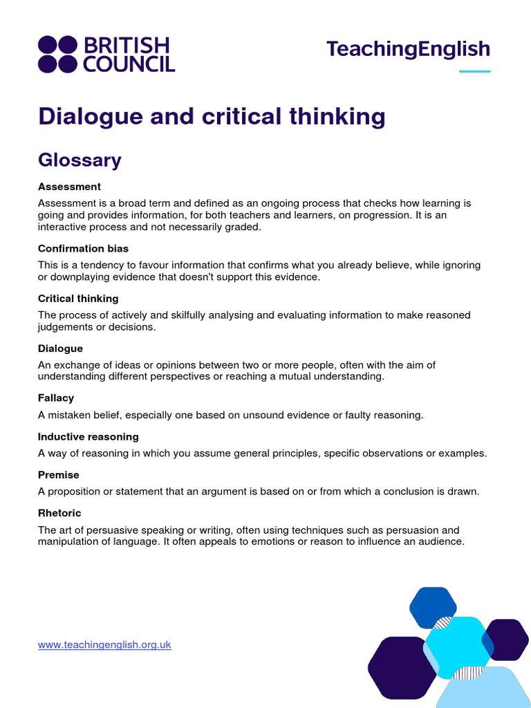 Critical Thinking and Dialogue Guide | PDF