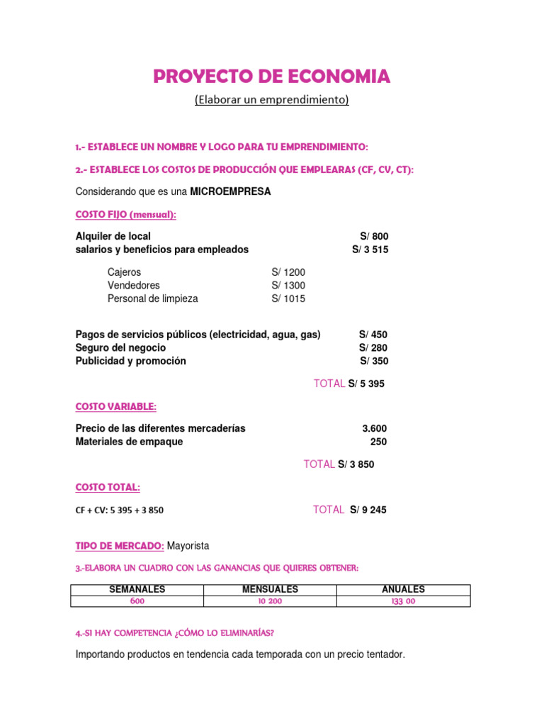 Proyecto de Economia | PDF | Negocios | Tecnología e ingeniería