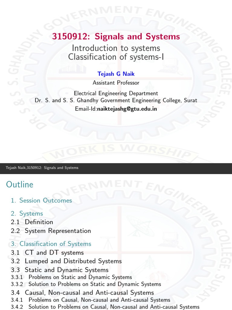 Lec-7.SS (3150912) Intro To Sys, Classification of Sys-I | PDF | System ...