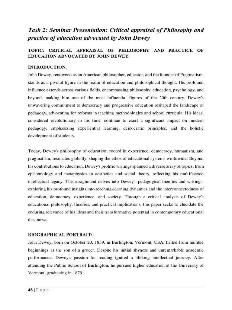 Dewey's Philosophy of Progressive Education | PDF | John Dewey | Pragmatism