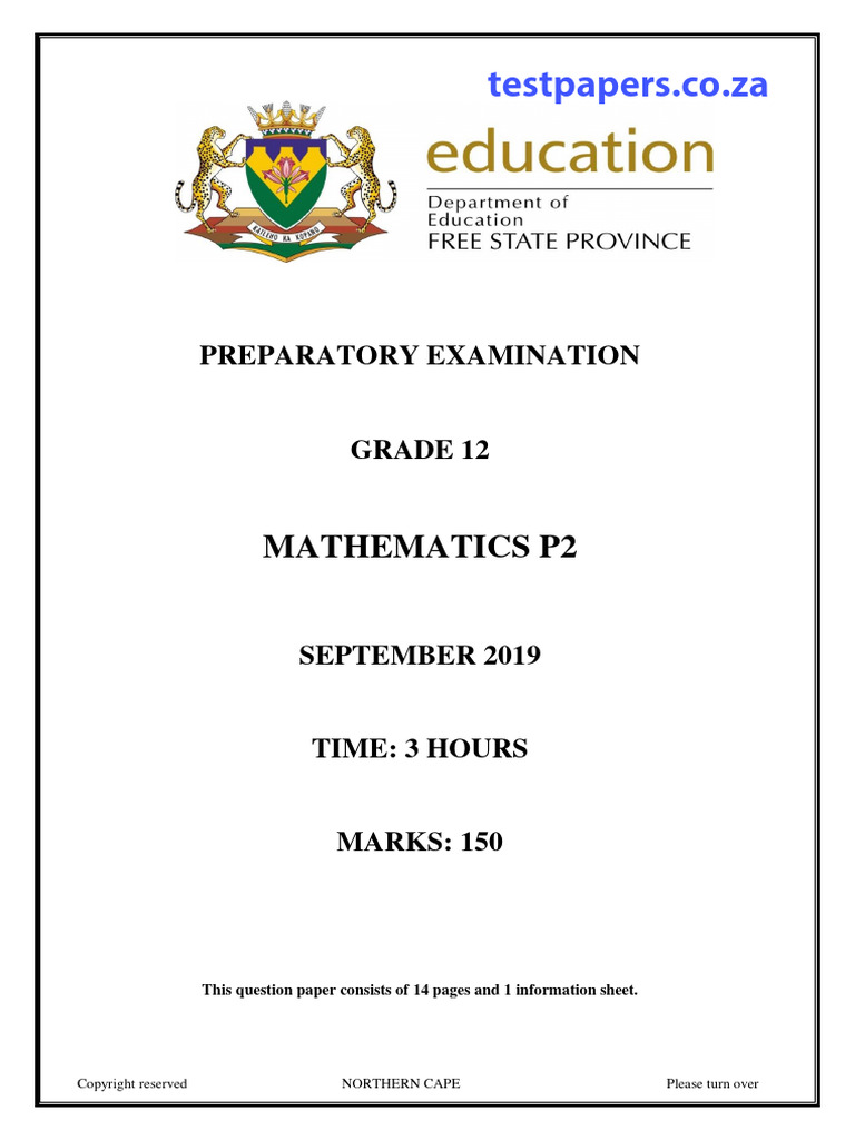 2019 Grade 12 Math Trial Exam Paper 2 FS | PDF | Circle | Elementary ...