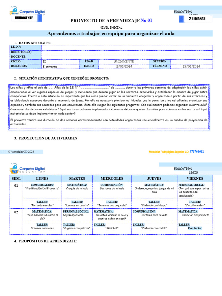 Proyecto - de - Aprendizaje - # - 01 - de La Ambienntacion Del Aula ...