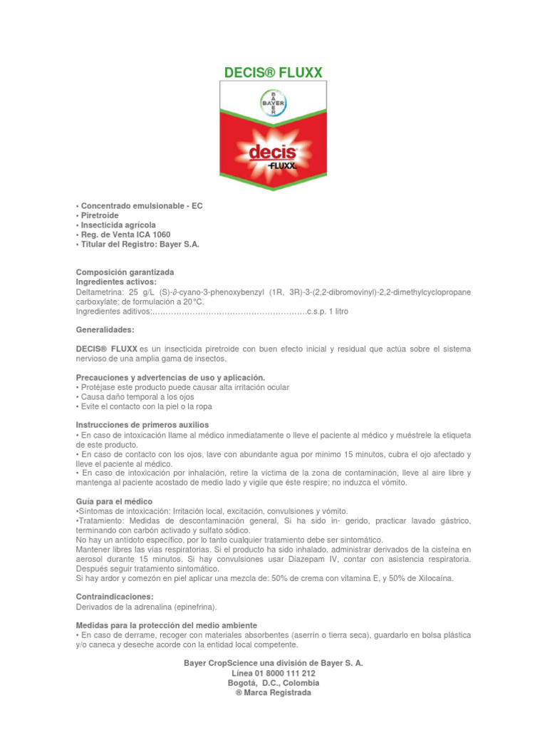 Insecticida DECIS® FLUXX: Uso y Precauciones | PDF | Tecnología