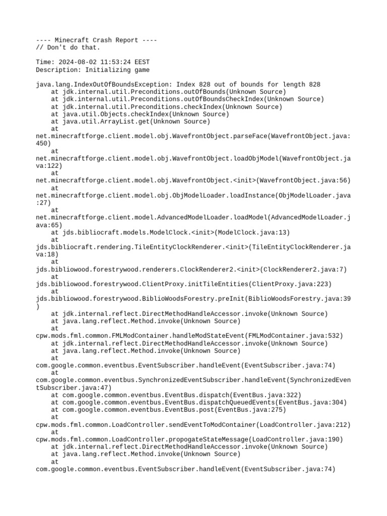 Minecraft 1.7.10 Crash Report Analysis | PDF | Computing | Computer ...