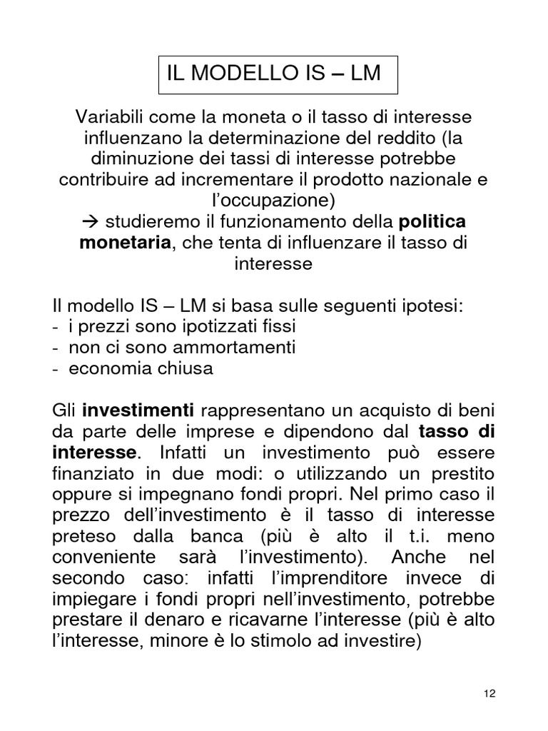 Il Modello Is LM | PDF