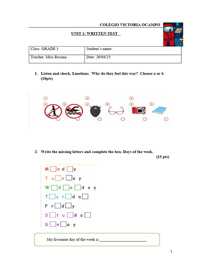 Grade 3 Written Test Overview | PDF | Language Arts & Discipline