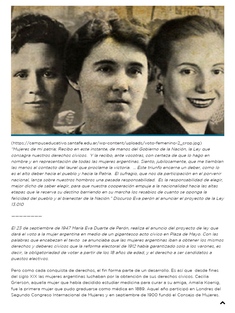 Voto Femenino en Argentina: Un Hito Histórico | PDF | Sufragio de las ...