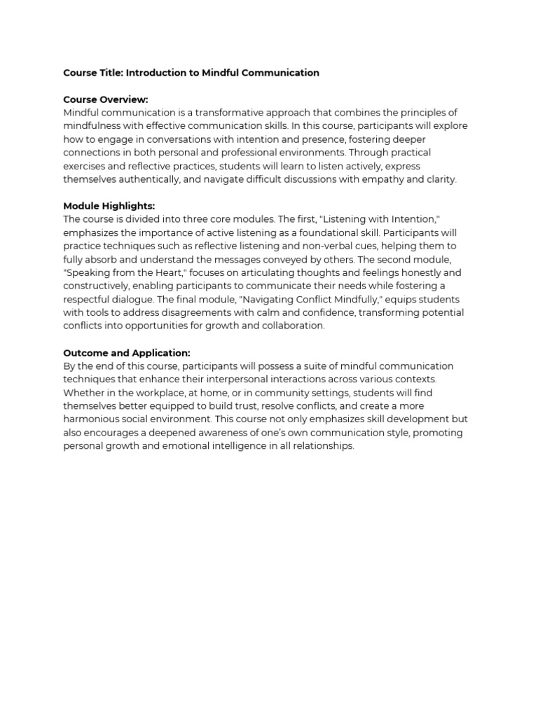 Introduction To Mindful Communication | PDF | Art | Science & Mathematics