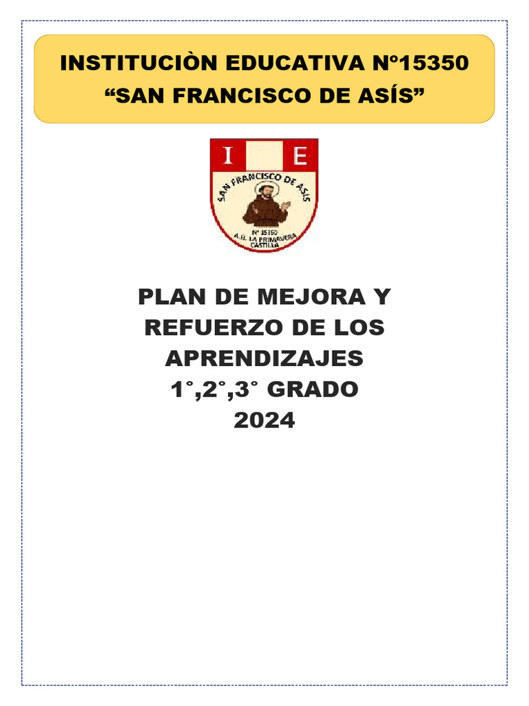 Plan de Mejora Primer Grado 2024 | PDF | Evaluación | Aprendizaje