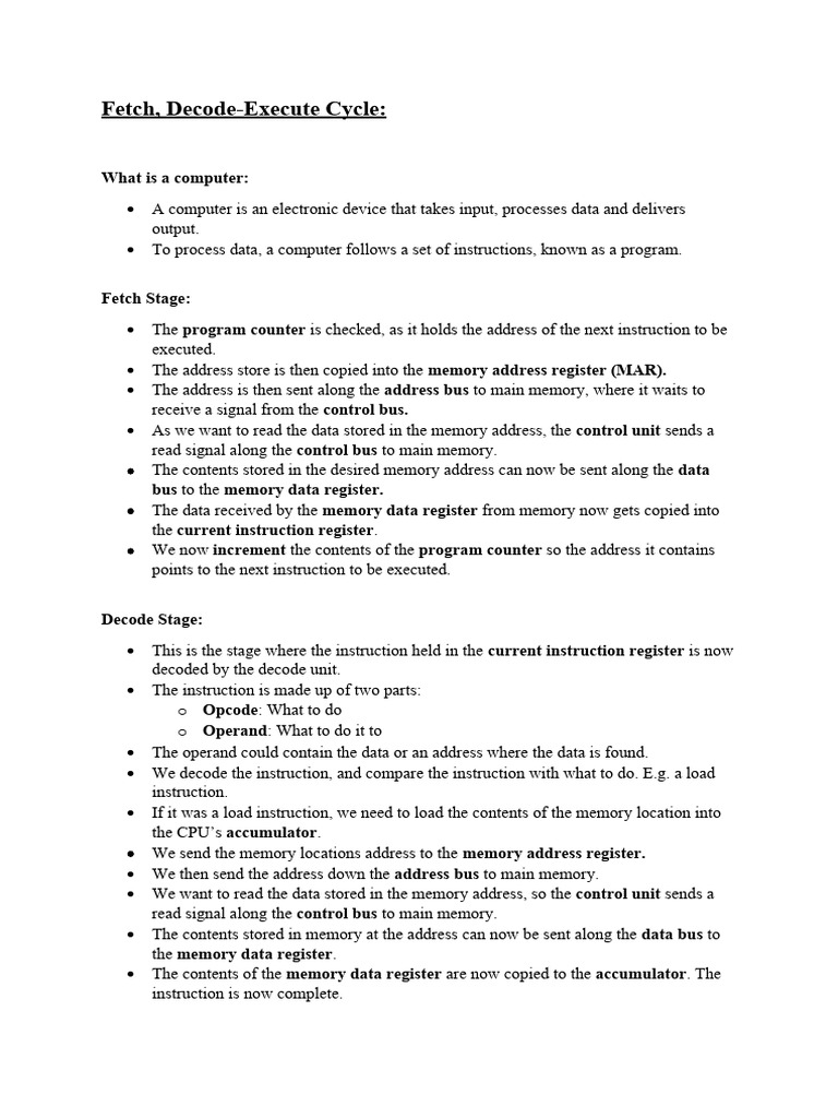 Fetch Decode and Execute Cycle | PDF | Computer Architecture | Computer ...