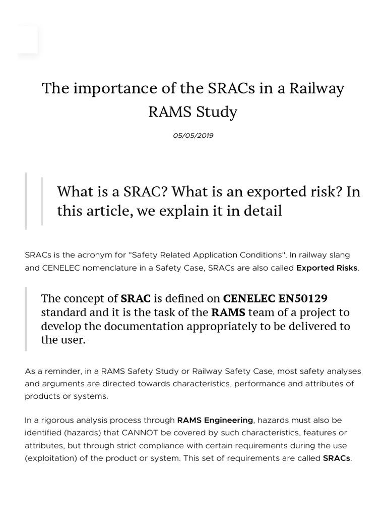 Understanding SRAC in Railway Safety | PDF | Risk | Safety