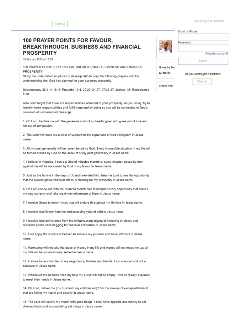 100 Prayer Points for Financial Breakthrough | PDF | Jesus | Prayer