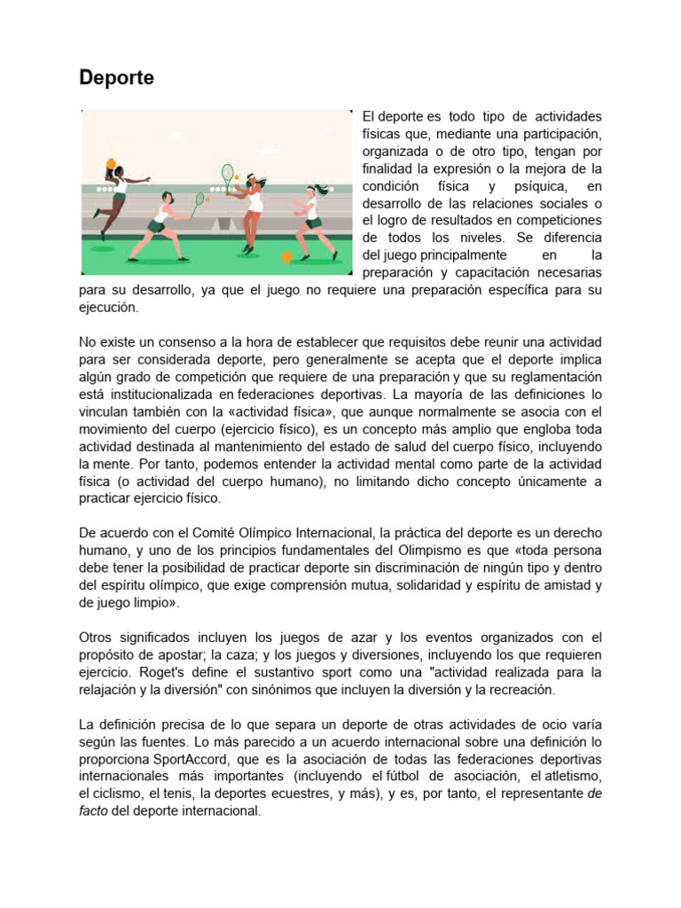 Importancia del Deporte y Educación Física | PDF | Deportes
