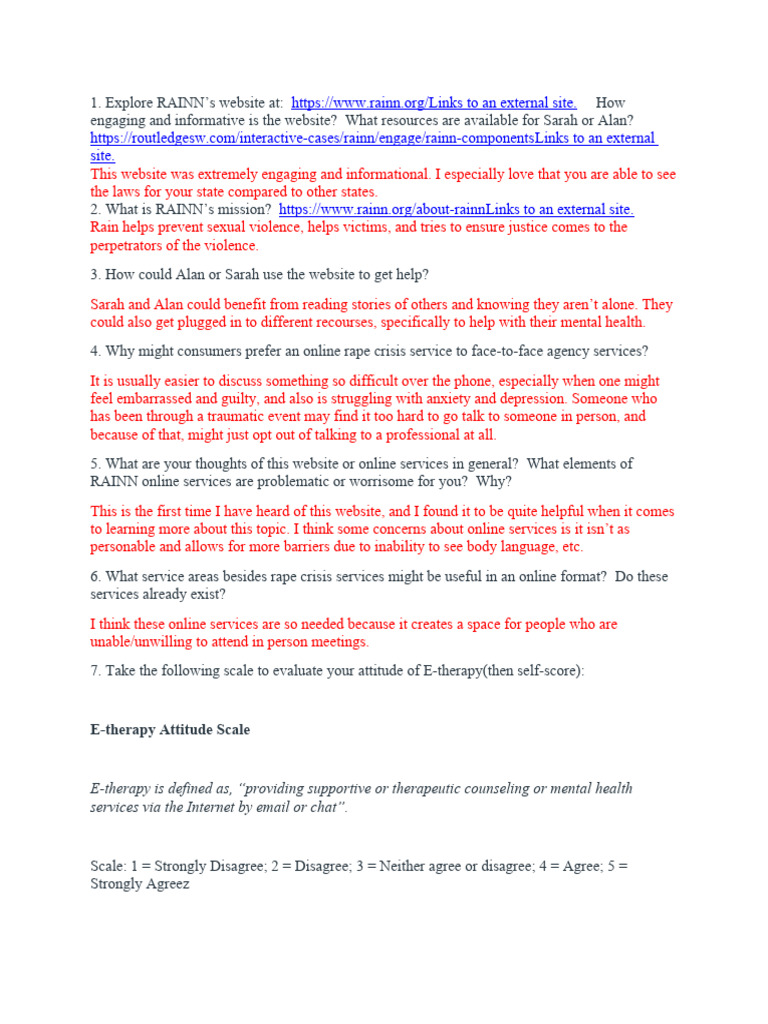 RAINN Website Review and E-Therapy Insights | PDF | Psychotherapy ...