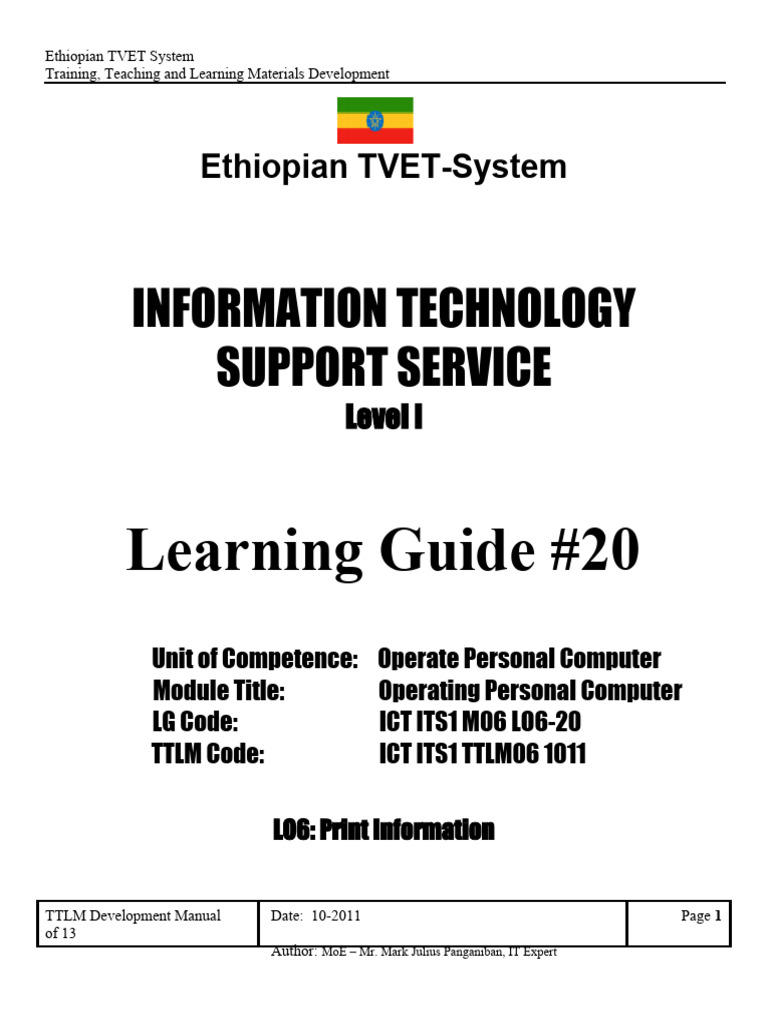 Information technology support service learning guide 20 pdf