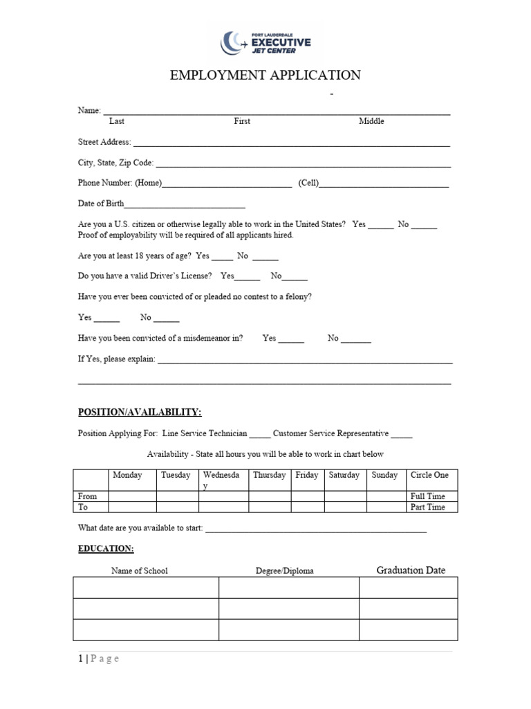 Employment Application 1 Pdf Employment
