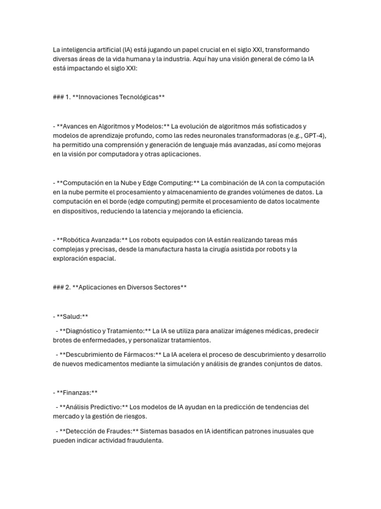 Impacto de la IA en el Siglo XXI | PDF | Inteligencia artificial ...