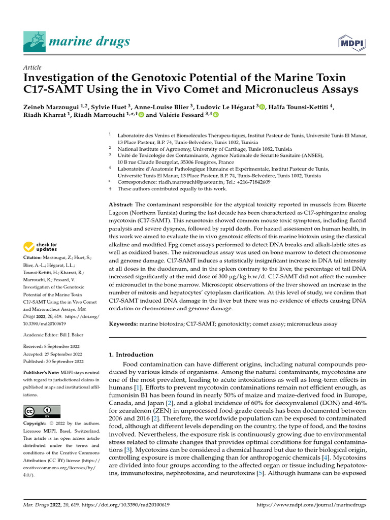 43-Marzougui Et Al 2022 MArine Drugs | PDF | Mycotoxin | Bivalvia