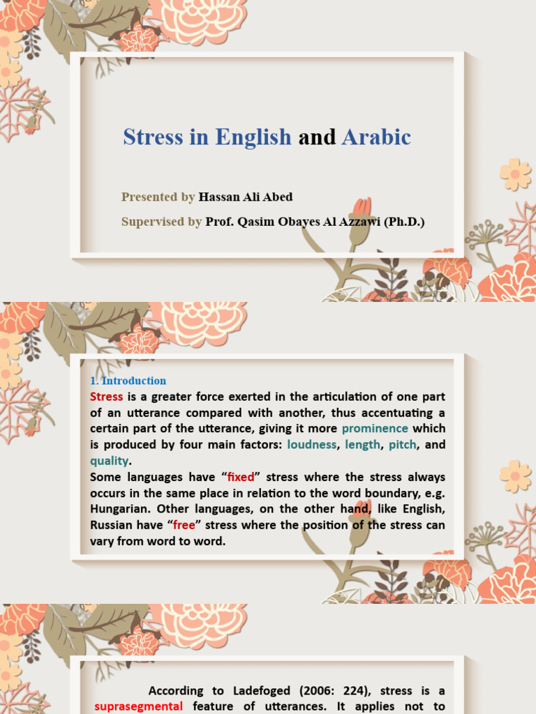 Stress Patterns in English and Arabic | PDF | Stress (Linguistics) | Word
