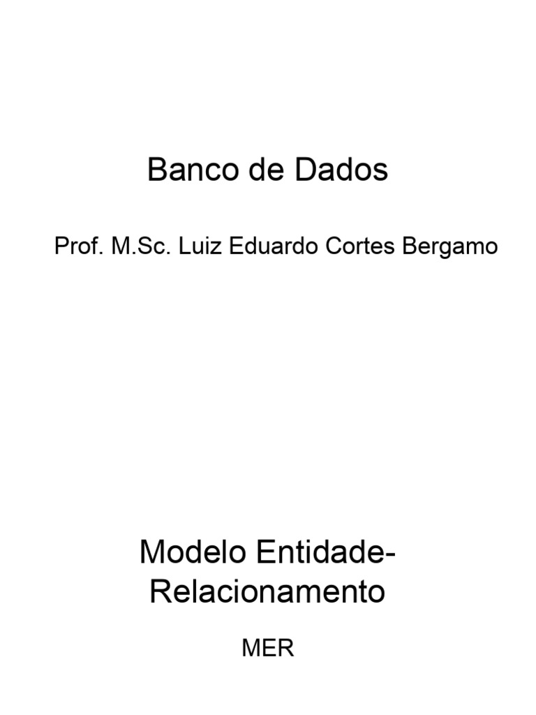 Modelo Entidade-Relacionamento MER | PDF | Conjunto (Matemática) | Avião