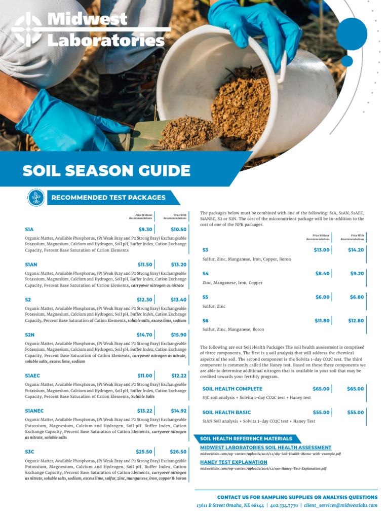 Soil Test Packages and Pricing Guide | PDF | Soil | Diet & Nutrition