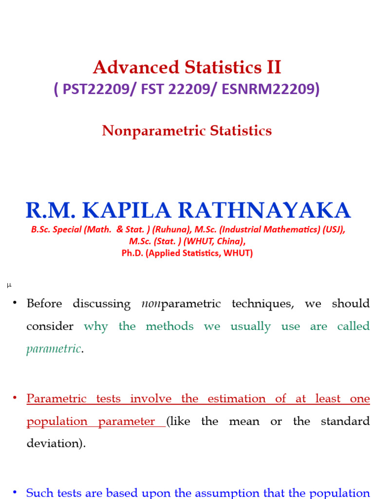 STAT22209 - Nonparametric Statistics | PDF | Mann–Whitney U Test ...
