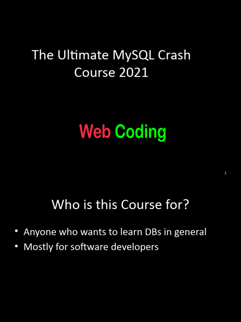 The+Ultimate+MySQL+Crash+Course+2021 | PDF