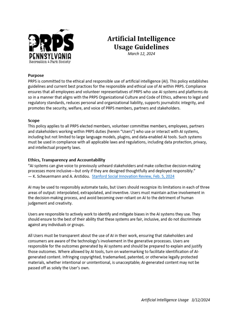AI Usage Policy 20240312 | PDF | Artificial Intelligence | Intelligence ...