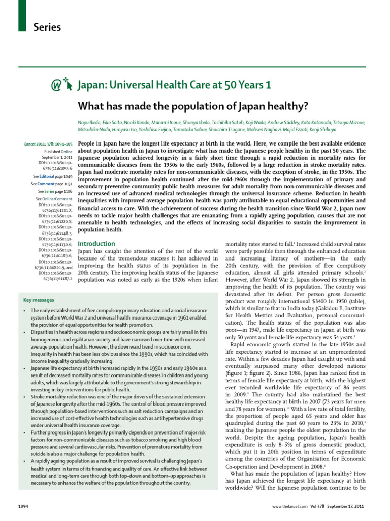 What Has Made The Population of Japan Healthy | PDF | Life Expectancy ...