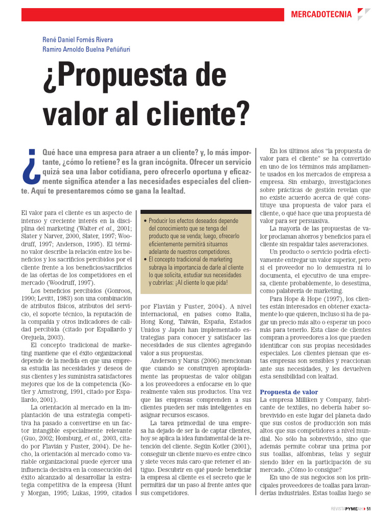 Propuesta de Valor y Retención de Clientes | PDF | Marketing | Business