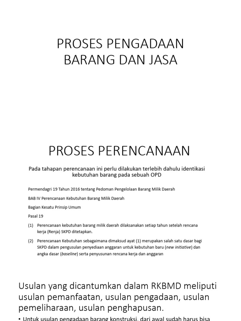 Proses Pengadaan Barang dan Jasa OPD | PDF | Pengelolaan Keuangan & Uang