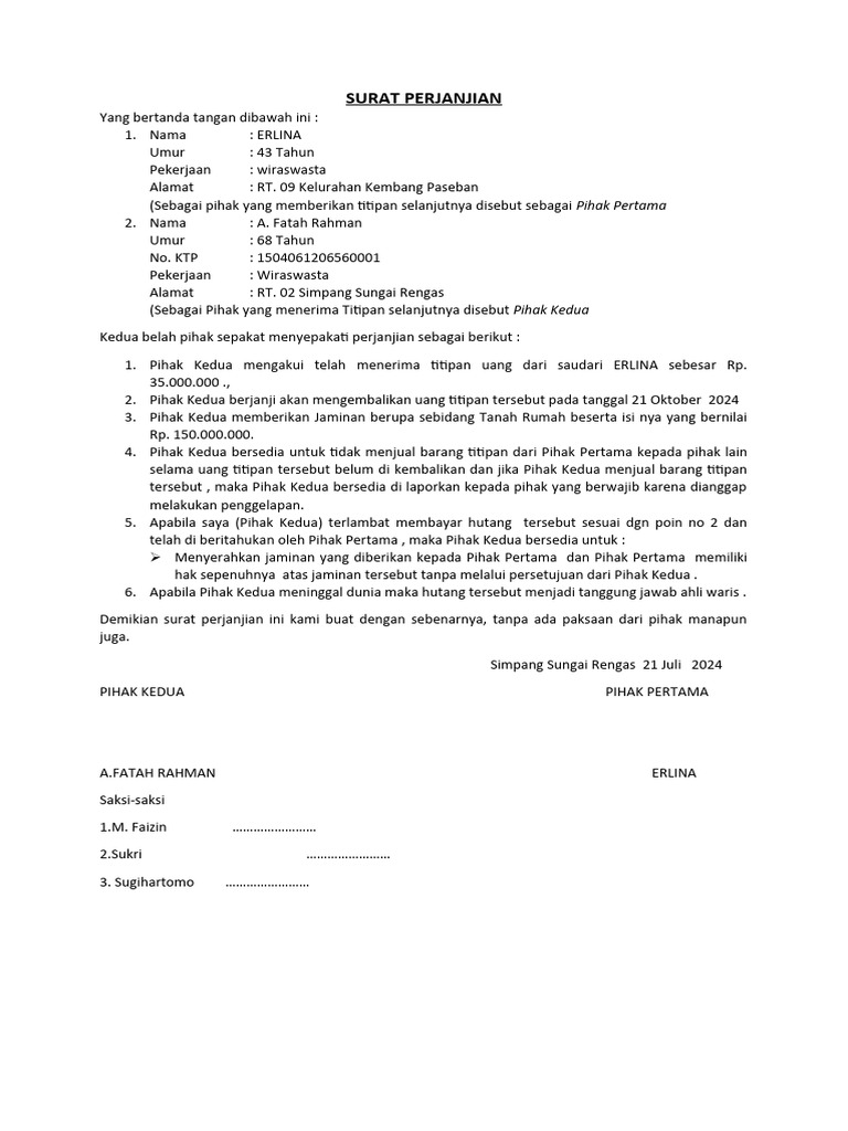 Surat Pernyataan Pengalihan Hak Milik Atas Tanah 11 Pdf