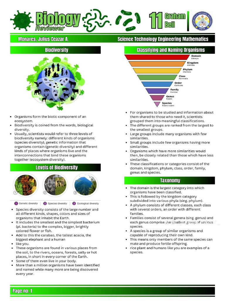 11 Biology REVIEWER | PDF