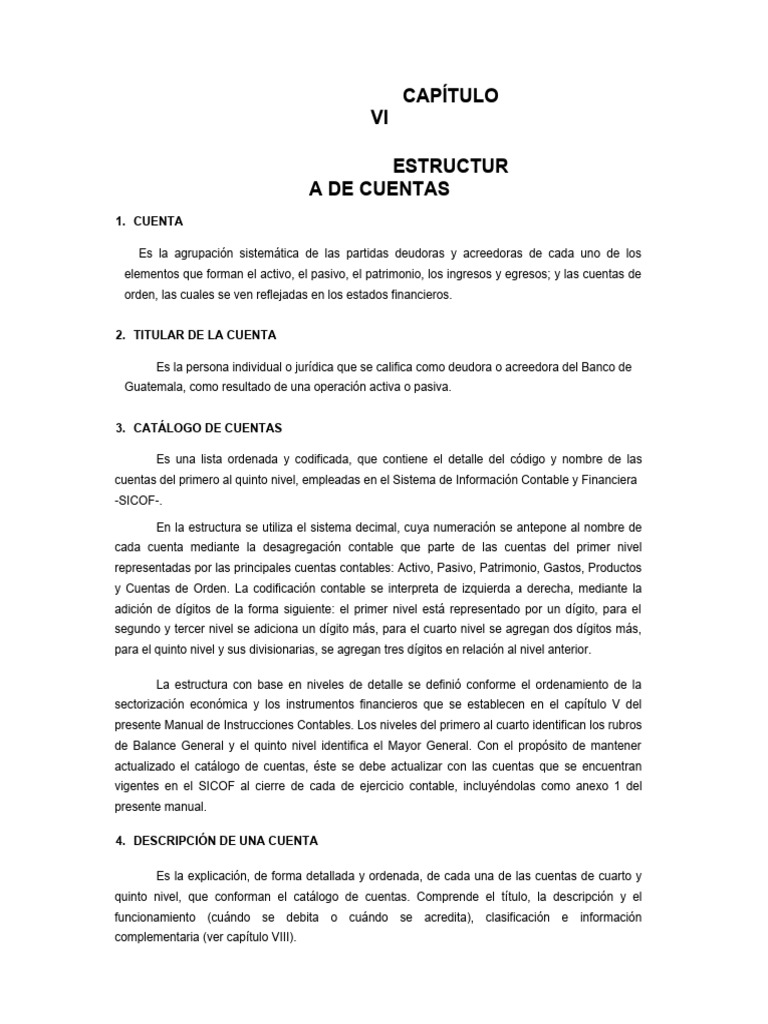 Estructura y Catálogo de Cuentas Contables | PDF | Contabilidad | Efectivo
