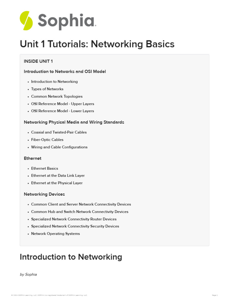 Unit 1 Tutorials Networking Basics | PDF | Computer Network | Network ...