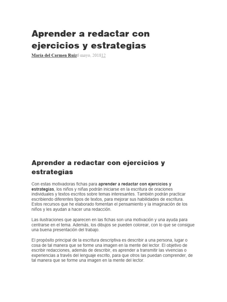 Aprender A Redactar Con Ejercicios y Estrategias | PDF | Escritura ...