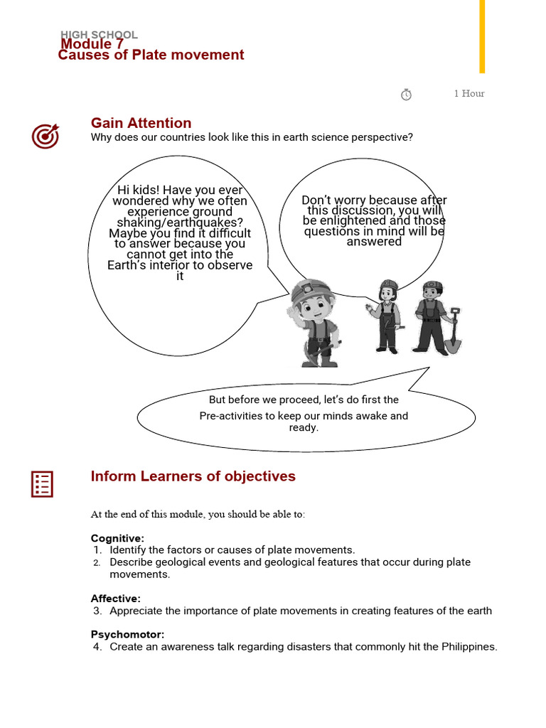 Science 10 Module 7 Pdf Plate Tectonics Convection