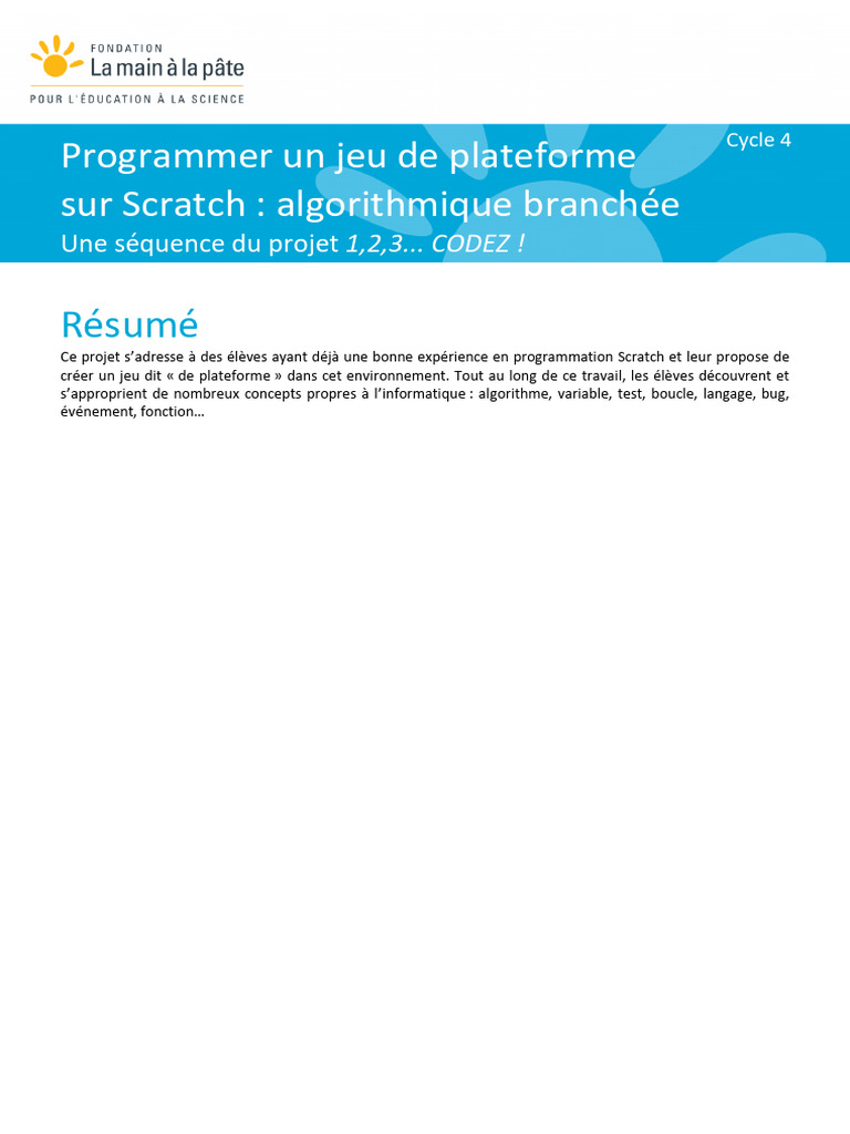 Créer un jeu de plateforme sur Scratch | PDF | Structure de contrôle ...
