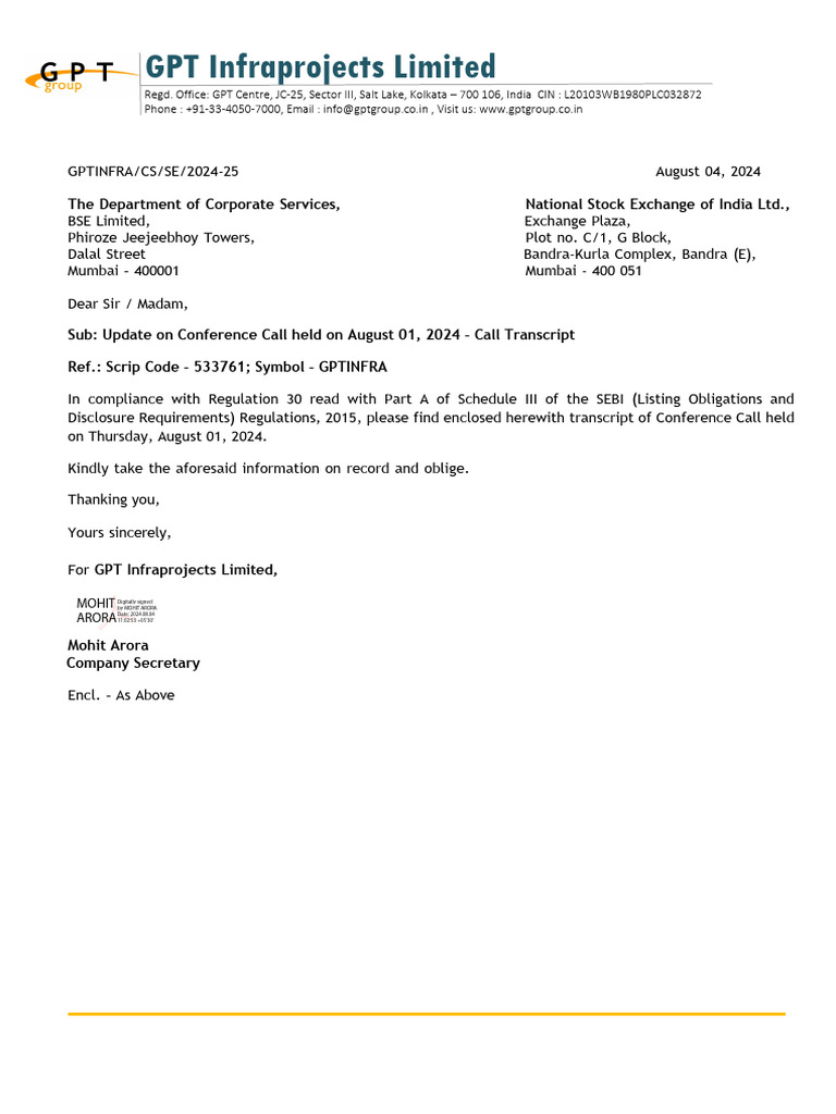 GPT Infraprojects Q1 FY25 Call Transcript | PDF | Banks | Audit