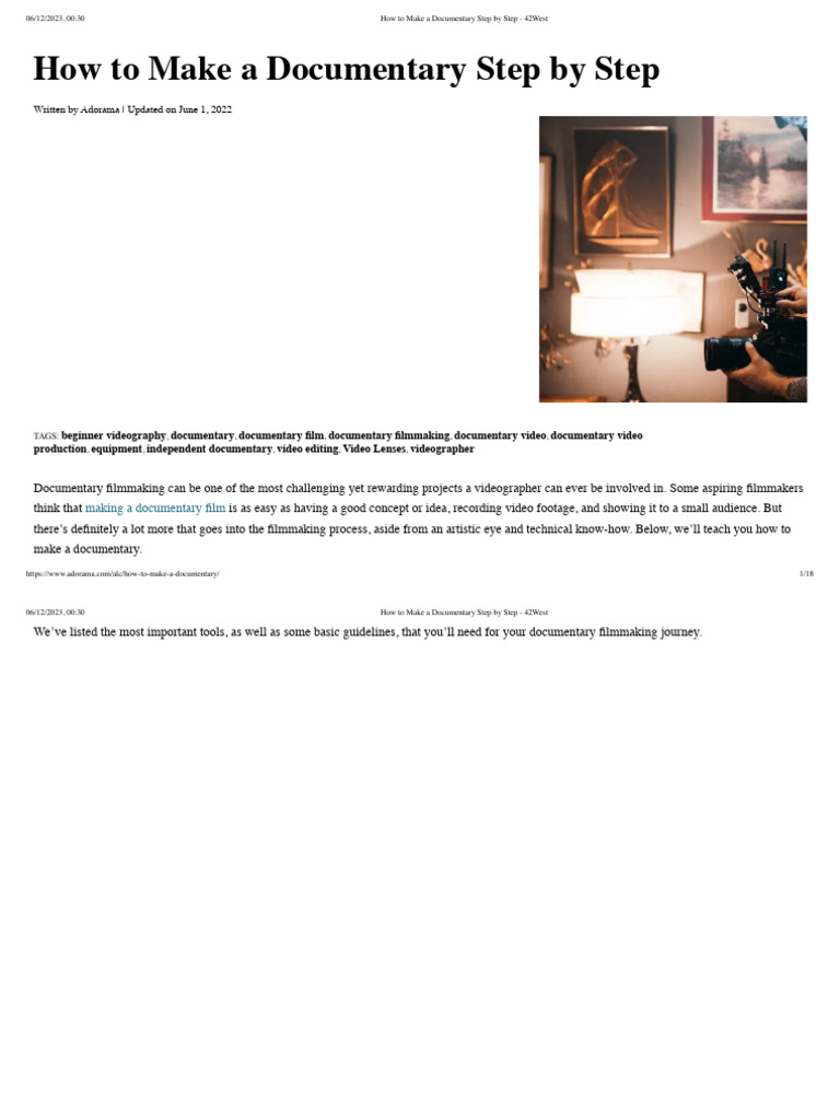 How To Make A Documentary Step by Step - 42west | PDF | Filmmaking ...