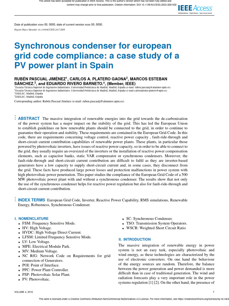 Synchronous Condenser For European Grid Code Compl | PDF ...