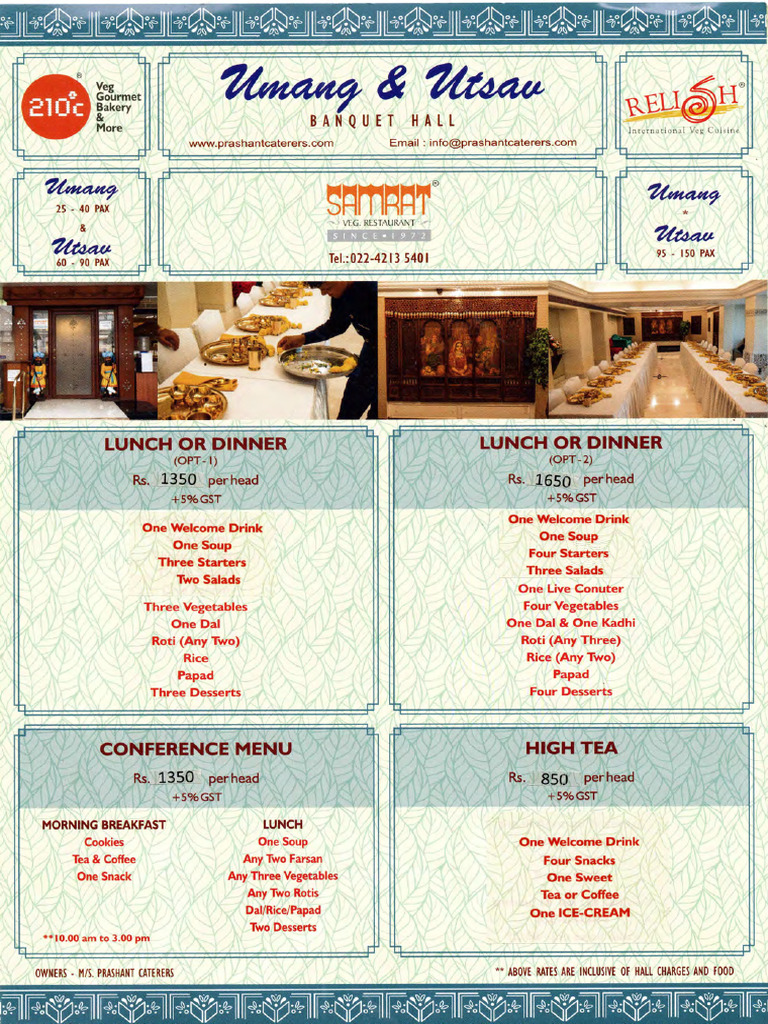 Samrat Catering Menu | PDF