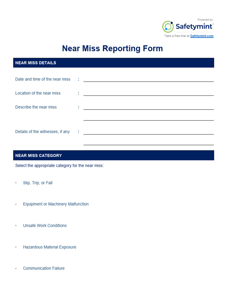 Near Miss Report Form | PDF