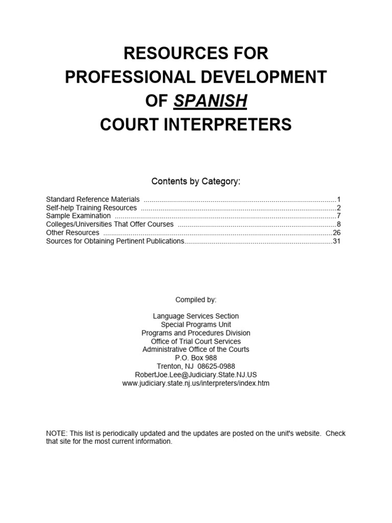 Spanish Court Interpreter Resources | PDF | Language Interpretation ...
